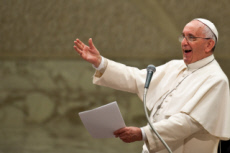 April 30, 2015: Pope Francis delivers his speech during an audience with members of the Cursillos in Christianity movement, in the Paul VI hall, at the Vatican.