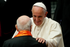 April 30, 2015: Pope Francis greets the faithful during an audience with members of the Cursillos in Christianity movement, in the Paul VI hall, at the Vatican.