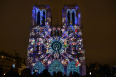 Centenaire de la première guerre mondiale, son et lumière à Notre-Dame de Paris.