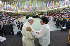 Voyage apostolique du pape François au Chili. Le pape dans une prison pour femmes.