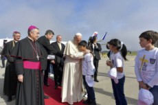 Voyage apostolique du pape François au Chili. Arrivée du pape à Temuco, Chili.
