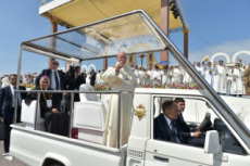 Voyage apostolique du pape François au Chili. Messe au campus Lobito à Iquique.