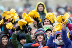 Groupe d'enfants participant à l'audience générale hebdomadaire au Vatican.
