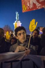 Rassemblement contre l'antisémitisme, place de la République à Paris.
