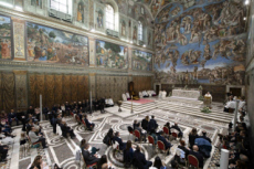 Messe célébrée pour la fête du baptême du Seigneur, Chapelle Sixtine, Vatican.