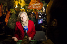 Manifestation contre le projet de loi bioéthique devant le Sénat à Paris.