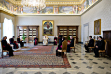 Coronavirus, audience générale restreinte dans le Palais apostolique. Vatican.