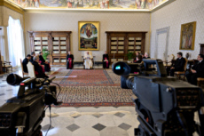 Coronavirus, audience générale restreinte dans le Palais apostolique. Vatican.