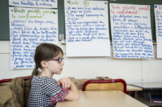 France, Covid-19, reprise des cours pour des élèves d'une classe de CE2.