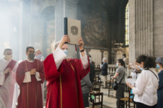 Messe d'ordinations, procession d'entrée avec présentation de l'Evangéliaire.