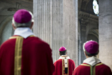 Messe, évêques vus de dos.