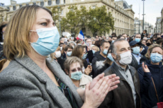 Paris, hommage à Samuel PATY, professeur assassiné par un terroriste.