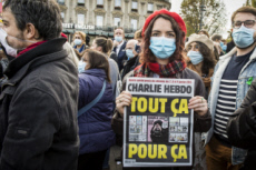 Paris, hommage à Samuel PATY, professeur assassiné par un terroriste.
