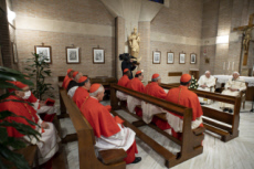 Le Pape émérite Benoît XVI reçoit le pape François et les nouveaux cardinaux.