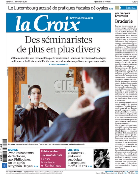 La Croix - "UNE" - 7 novembre 2014