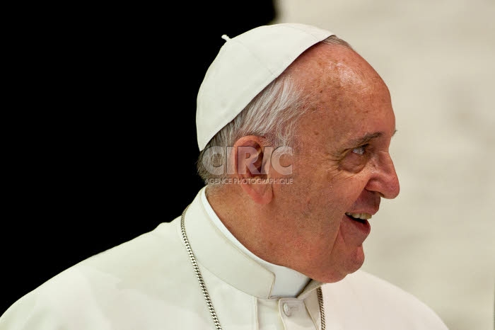 April 30, 2015: Pope Francis during an audience with members of the Cursillos in Christianity movement, in the Paul VI hall, at the Vatican.