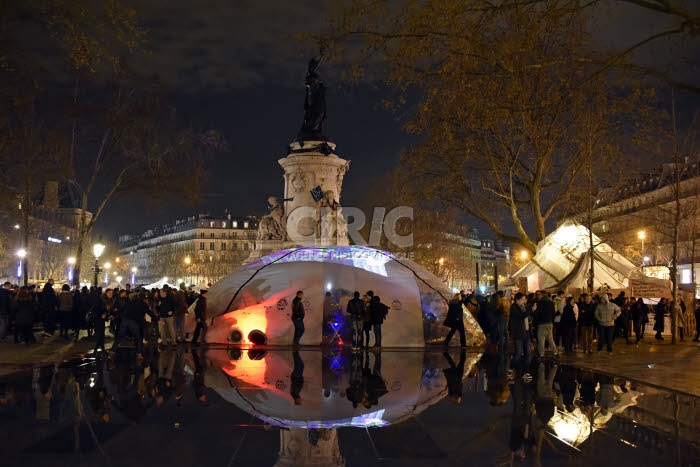 9e Nuit Debout. Place de la République à Paris