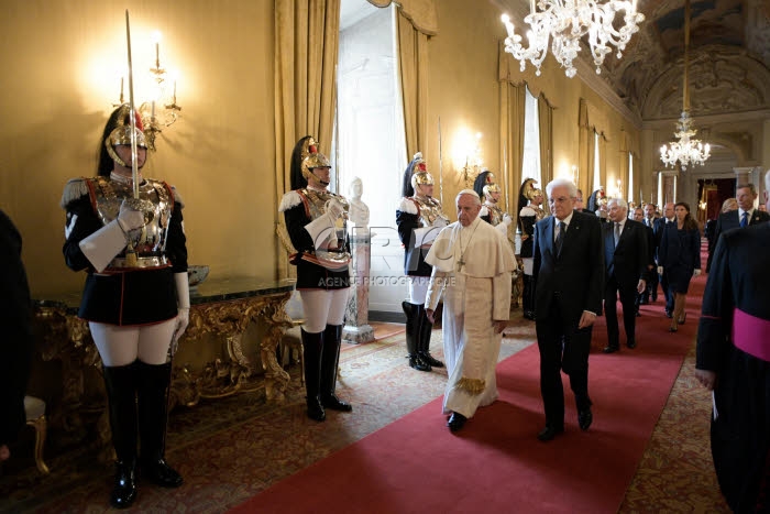 Visite du pape François au palais du Quirinal à Rome, Italie.