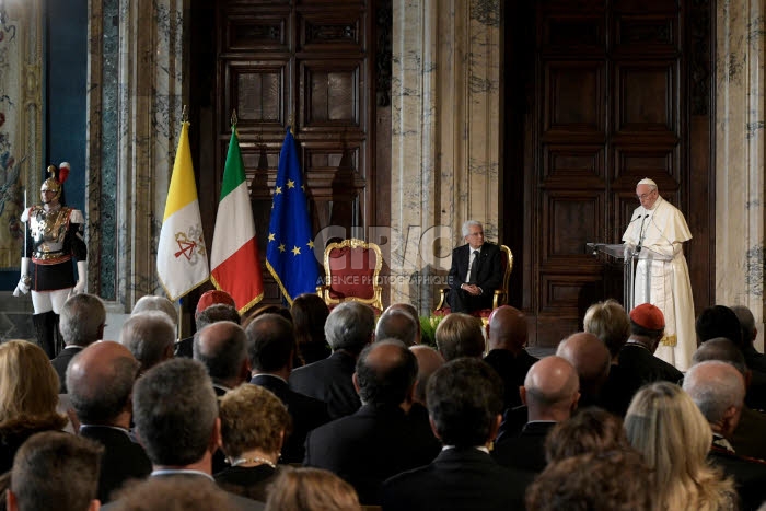Visite du pape François au palais du Quirinal à Rome, Italie.