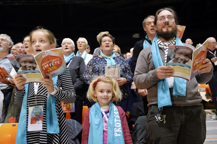 Protestants en fête à Strasbourg, France.