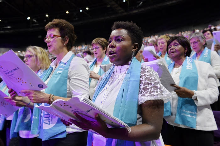 Protestants en fête à Strasbourg, France.