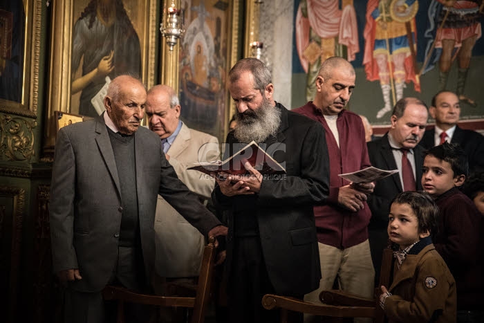 Noël orthodoxe dans l'église Saint-Porphyre à Gaza.