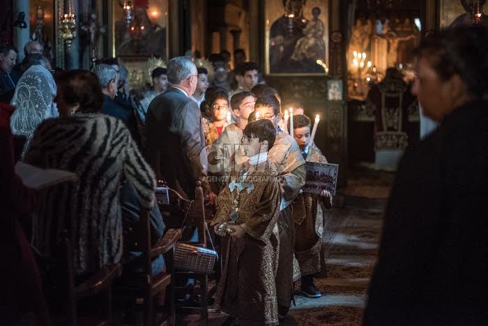 Noël orthodoxe dans l'église Saint-Porphyre à Gaza.