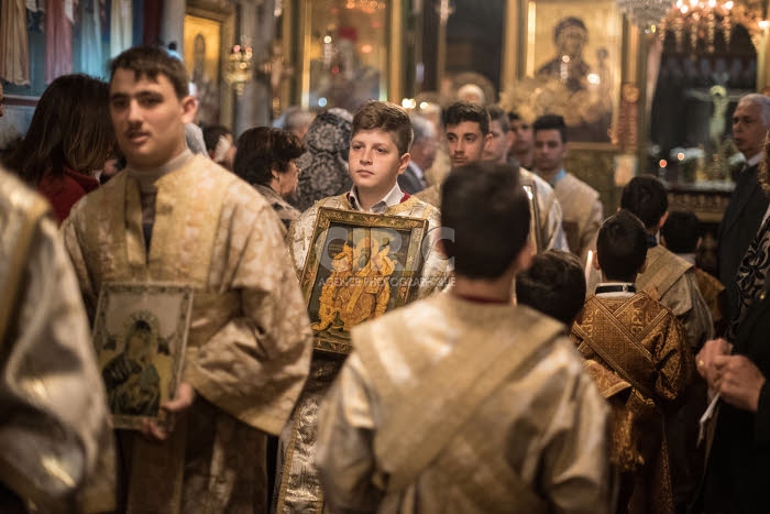 Noël orthodoxe dans l'église Saint-Porphyre à Gaza.