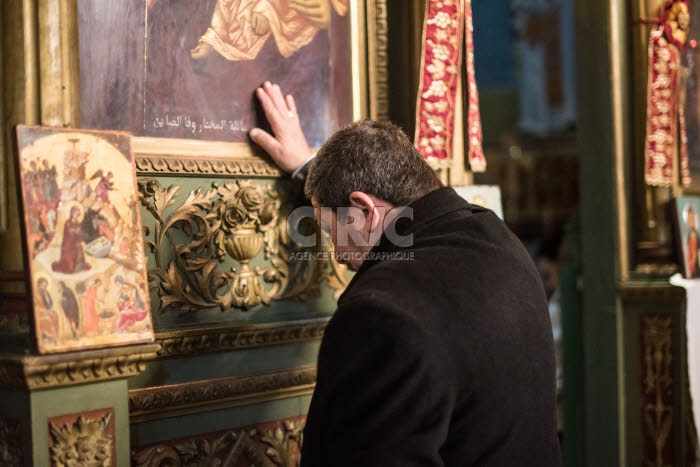 Noël orthodoxe dans l'église Saint-Porphyre à Gaza.