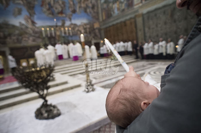 January 07, 2018 : Pope Francis leads a special Baptism ceremony at the Sistine Chapel in the Vatican.