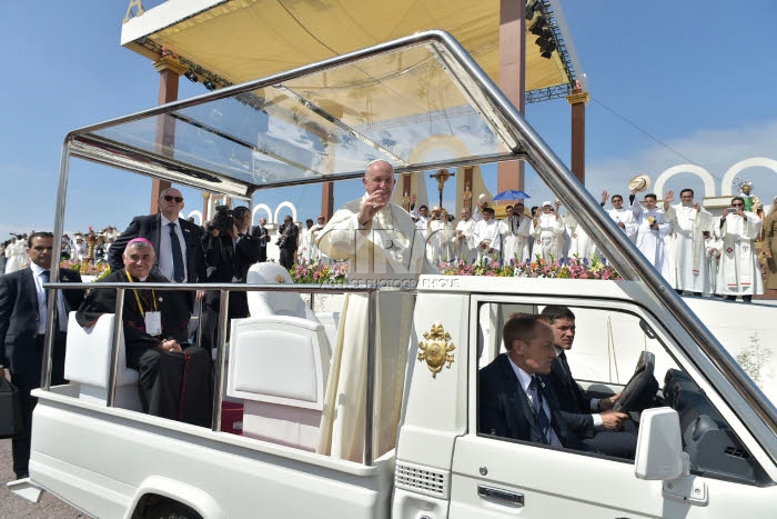 Voyage apostolique du pape François au Chili. Messe au campus Lobito à Iquique.