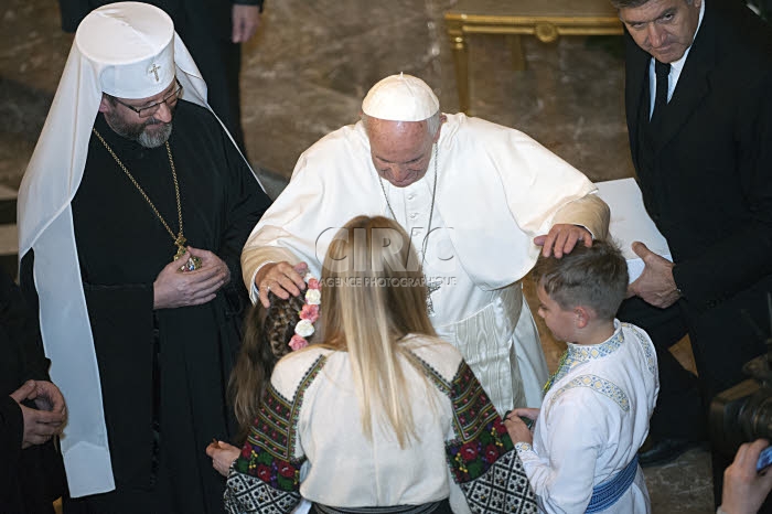 Le pape François et communauté gréco-catholique ukrainienne de Rome.