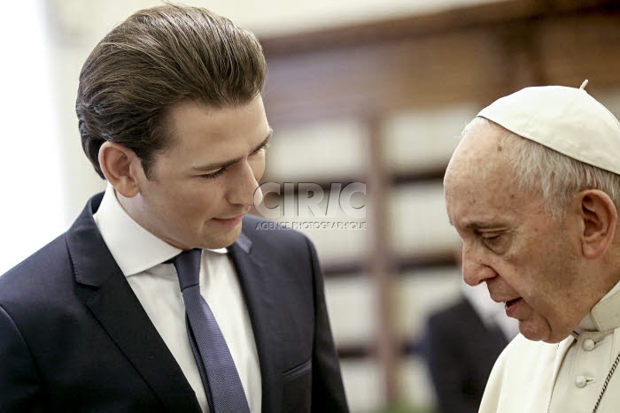 Le pape François et Sebastian KURZ, chancelier fédéral d'Autriche, au Vatican.