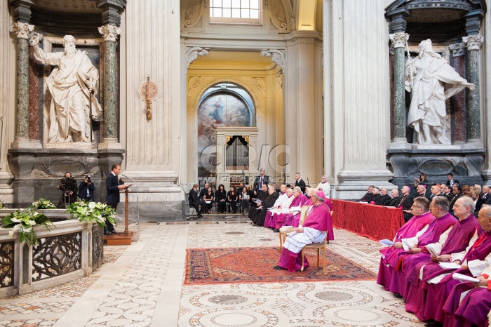Le président Emmanuel MACRON à la Basilique Saint Jean de Latran à Rome
