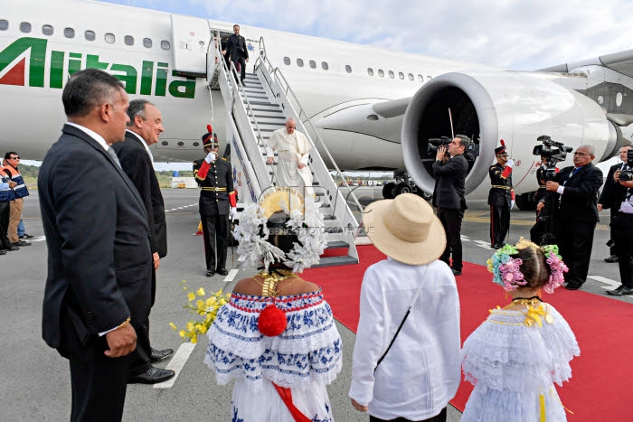 JMJ 2019 au Panama. Arrivée du pape François au Panama.