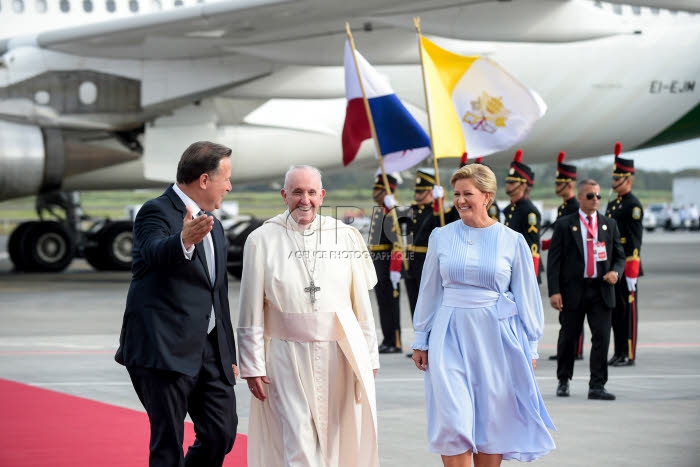 JMJ 2019 au Panama. Arrivée du pape François au Panama.