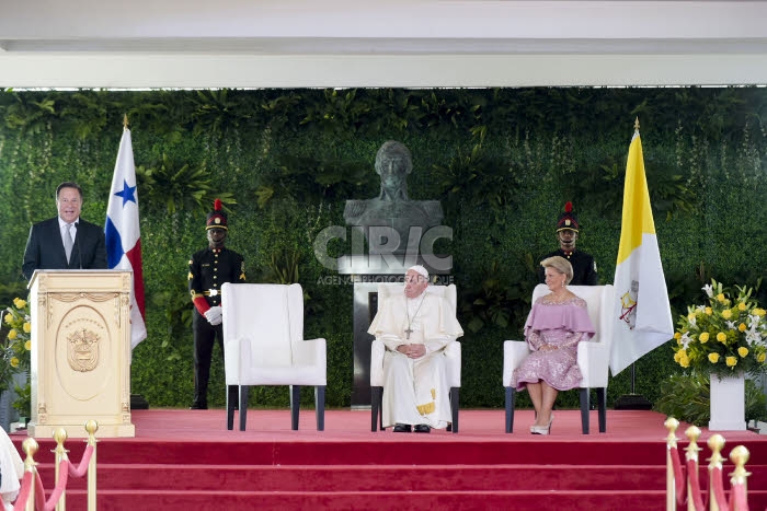 JMJ 2019 au Panama. Le pape François et Juan Carlos VARELA.