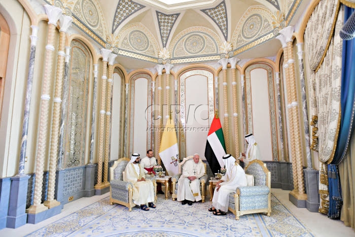 Le pape François à Abu Dhabi, Emirats arabes unis.