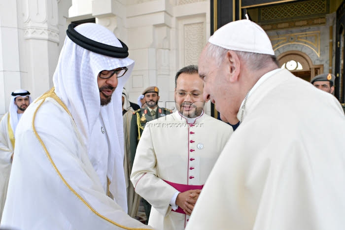 Le pape François à Abu Dhabi, Emirats arabes unis.