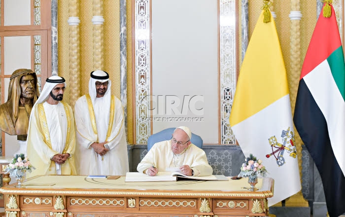 Le pape François à Abu Dhabi, Emirats arabes unis.