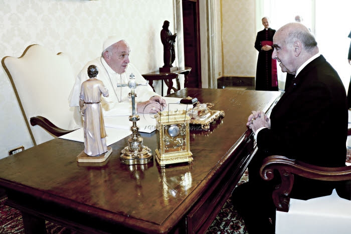 Le pape François lors de son entretien avec le président de Malte.