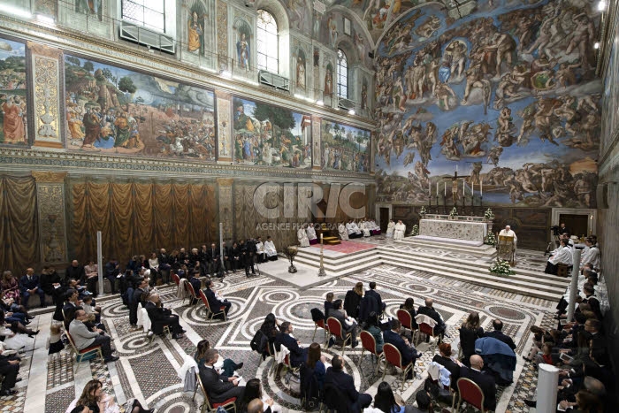 Messe célébrée pour la fête du baptême du Seigneur, Chapelle Sixtine, Vatican.
