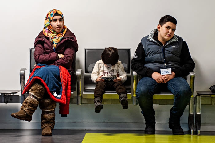 Arrivée de réfugiés syriens par un couloir humanitaire.