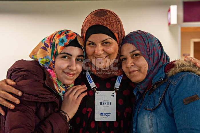 Arrivée de réfugiés syriens par un couloir humanitaire.