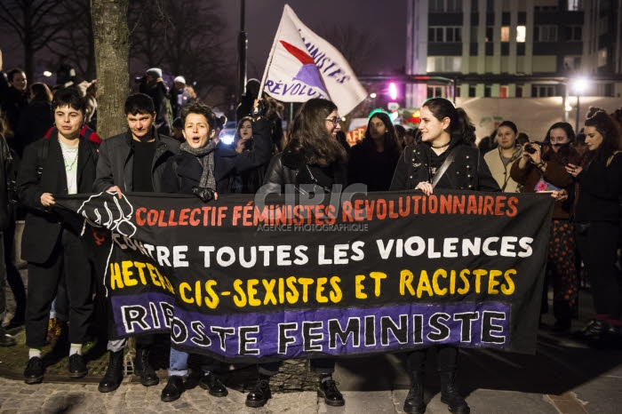 Marche féministe organisée à Paris.