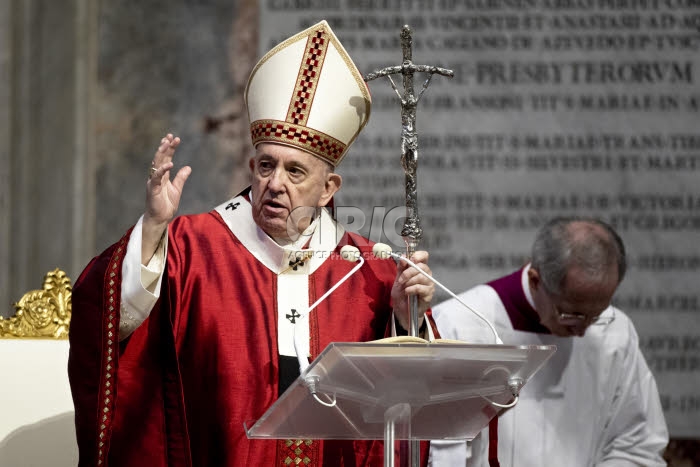 Le pape François lors de la célébration de la messe de Pentecôte.