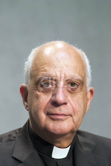 June 25, 2020 : Monsignor Rino Fisichella speaks during a press conference for the presentation of the Directory for Catechesis at the Vatican