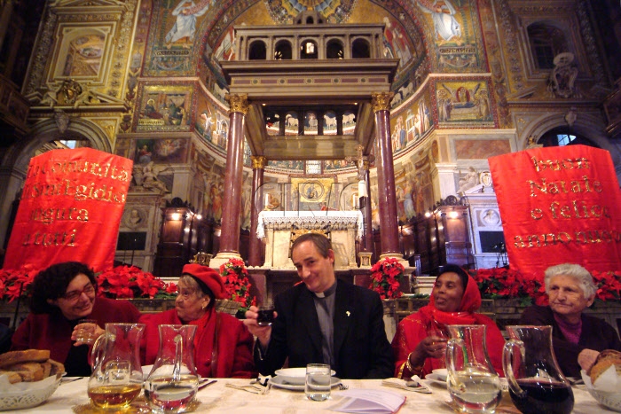 Repas de Noël des pauvres à Rome