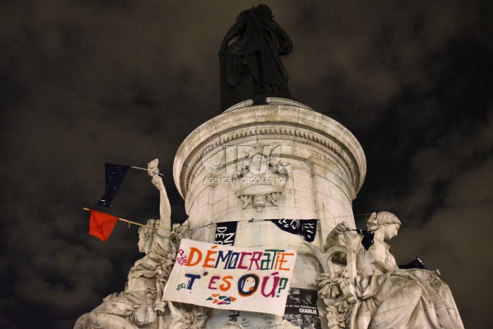 9e Nuit Debout. Place de la République à Paris