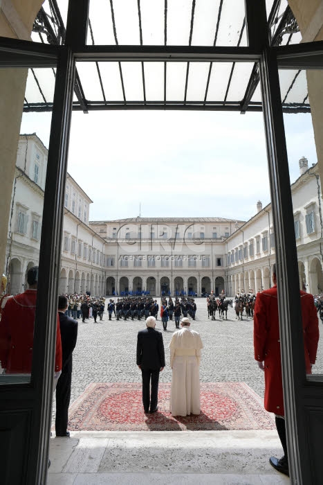 Visite du pape François au palais du Quirinal à Rome, Italie.
